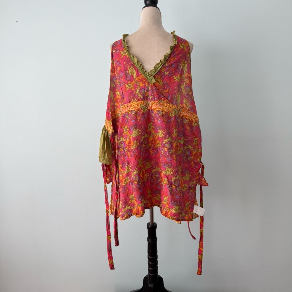 🌺 Pier 1 Imports Boho Ruffle Apron Open Back Tiered Cotton - Picture 10 of 10
